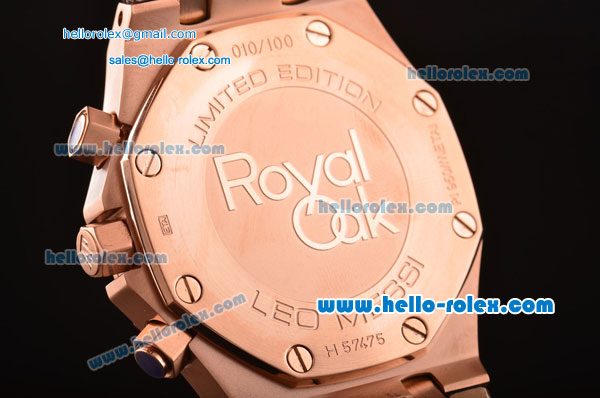 Audemars Piguet Royal Oak Chronograph Miyota OS20 Quartz Rose Gold Case with Brown Leather Strap Brown Dial and Three Steel Subdials - Click Image to Close